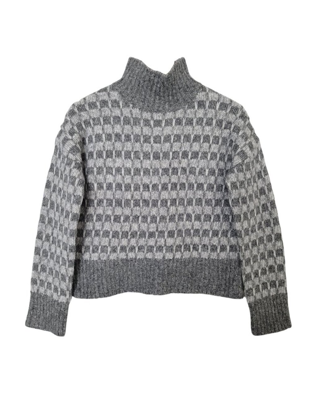 Everlane The Cloud Checkered Turtleneck Sweater XS Gary Merino Wool Alpaca NWT